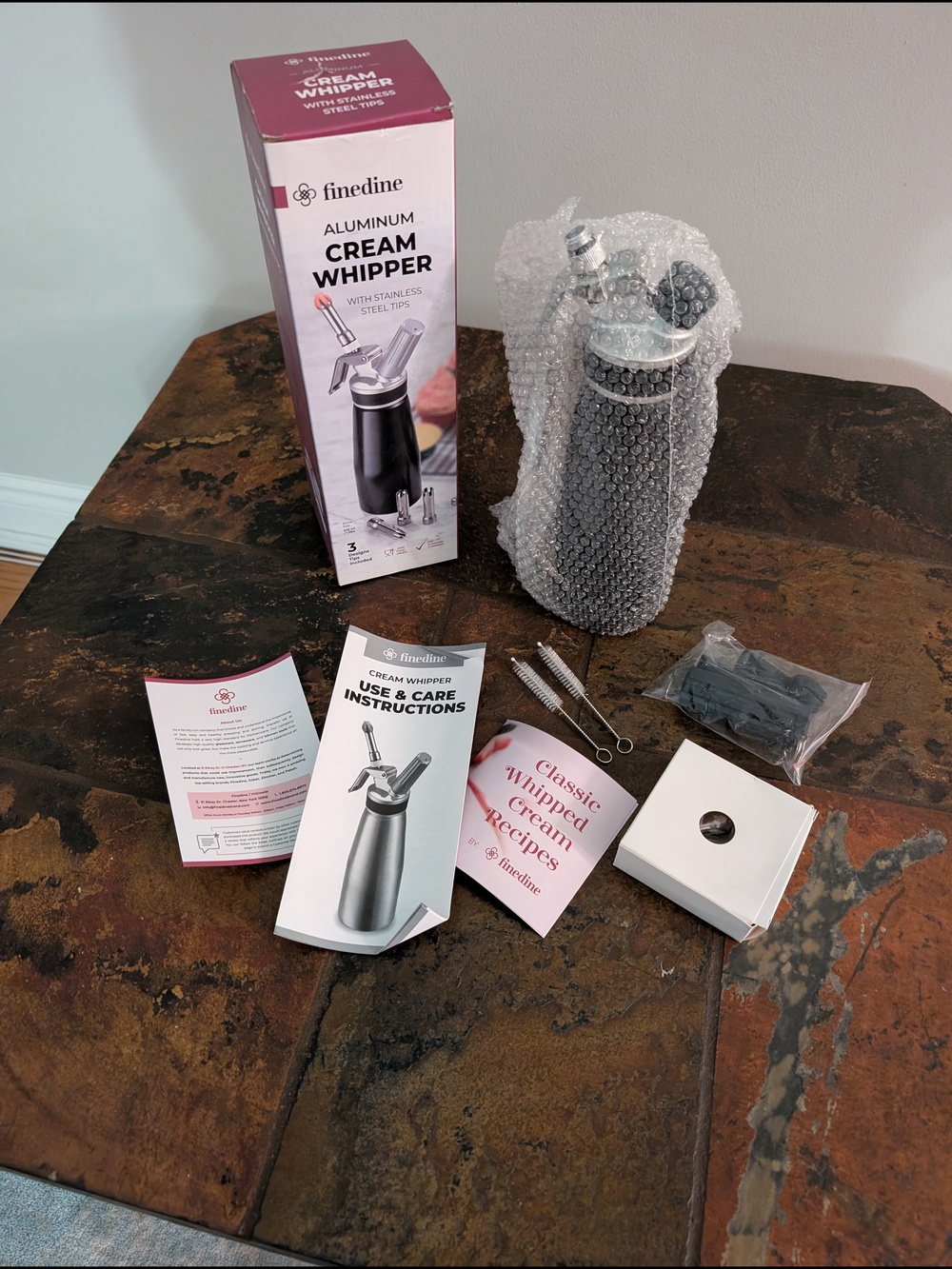 finedine Aluminum Cream Whipper - Black & Silver